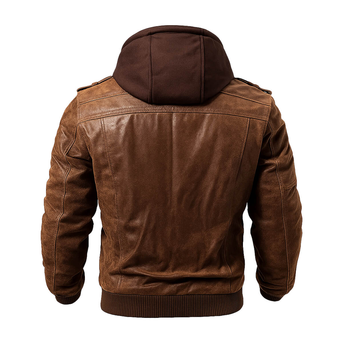 Brown Hooded Leather Jacket