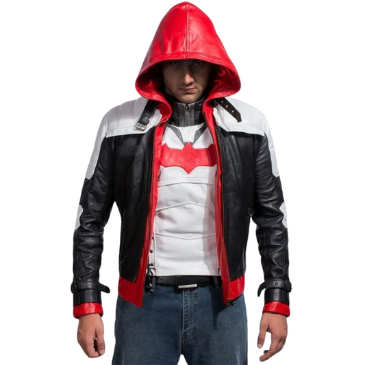 Arkham Knight Red Hood Jacket - Jason Todd Leather Jacket With Hood