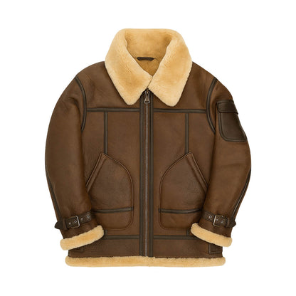 B3 Bomber Aviator Shearling Leather Jacket
