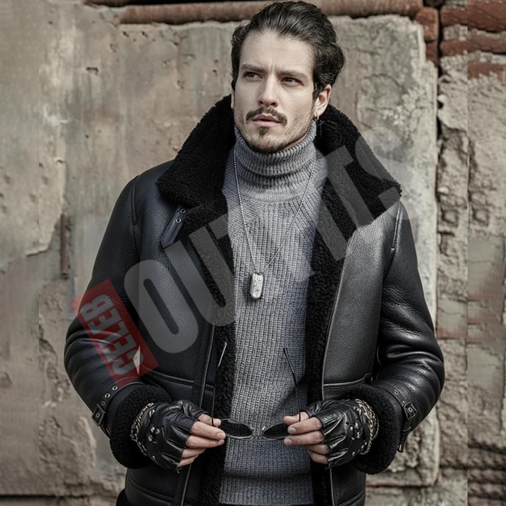 B3 Aviator Black Sheepskin Jacket