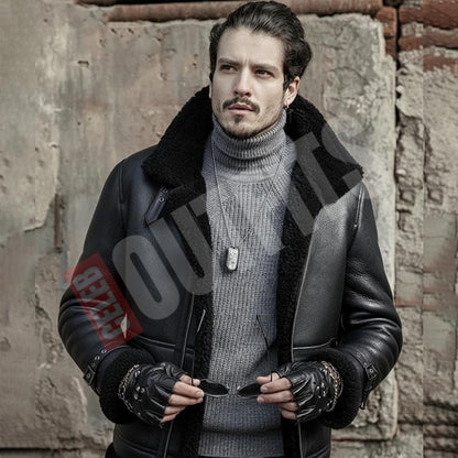 B3 Aviator Black Sheepskin Jacket