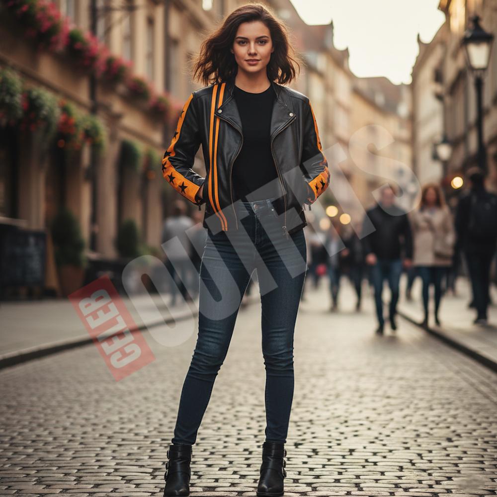 Cafe Racer Yellow Star Leather Jacket