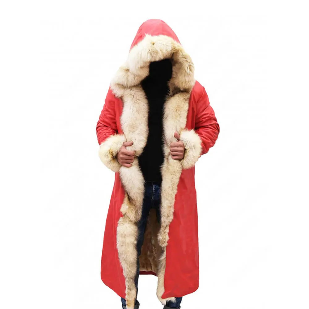 Christmas Red Long Shearling Coat
