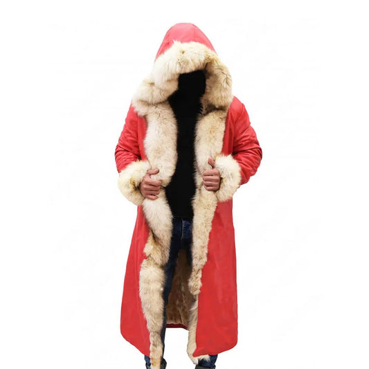 Christmas Red Long Shearling Coat
