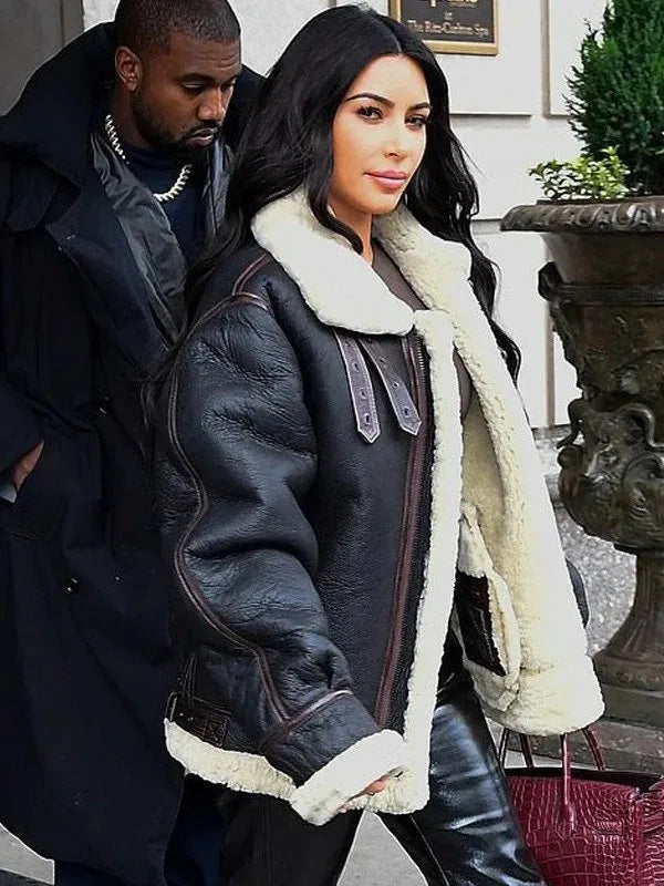 Kim Kardashian Shearling Bomber Jacket
