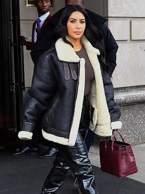 Kim Kardashian Shearling Bomber Jacket